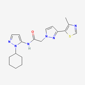 molecular formula C18H22N6OS B5902216 N-(1-cyclohexyl-1H-pyrazol-5-yl)-2-[3-(4-methyl-1,3-thiazol-5-yl)-1H-pyrazol-1-yl]acetamide 