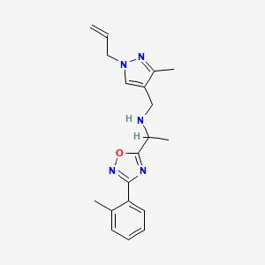molecular formula C19H23N5O B5902238 N-[(1-allyl-3-methyl-1H-pyrazol-4-yl)methyl]-1-[3-(2-methylphenyl)-1,2,4-oxadiazol-5-yl]ethanamine 