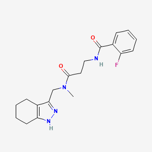 molecular formula C19H23FN4O2 B5902250 2-fluoro-N-{3-[methyl(4,5,6,7-tetrahydro-1H-indazol-3-ylmethyl)amino]-3-oxopropyl}benzamide 