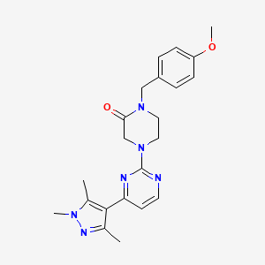molecular formula C22H26N6O2 B5902285 1-(4-methoxybenzyl)-4-[4-(1,3,5-trimethyl-1H-pyrazol-4-yl)pyrimidin-2-yl]piperazin-2-one 