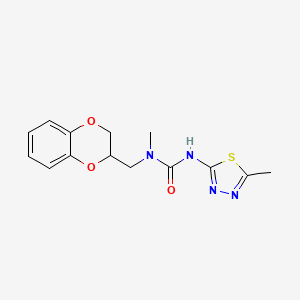 molecular formula C14H16N4O3S B5902296 N-(2,3-dihydro-1,4-benzodioxin-2-ylmethyl)-N-methyl-N'-(5-methyl-1,3,4-thiadiazol-2-yl)urea 