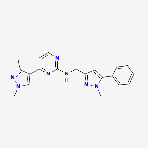 molecular formula C20H21N7 B5902305 4-(1,3-dimethyl-1H-pyrazol-4-yl)-N-[(1-methyl-5-phenyl-1H-pyrazol-3-yl)methyl]pyrimidin-2-amine 