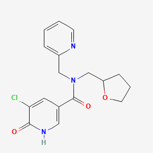 molecular formula C17H18ClN3O3 B5902311 5-chloro-6-oxo-N-(pyridin-2-ylmethyl)-N-(tetrahydrofuran-2-ylmethyl)-1,6-dihydropyridine-3-carboxamide 