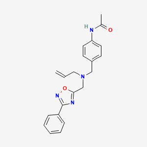 molecular formula C21H22N4O2 B5902335 N-[4-({allyl[(3-phenyl-1,2,4-oxadiazol-5-yl)methyl]amino}methyl)phenyl]acetamide 