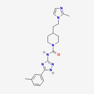 molecular formula C21H27N7O B5902346 4-[2-(2-methyl-1H-imidazol-1-yl)ethyl]-N-[5-(3-methylphenyl)-4H-1,2,4-triazol-3-yl]piperidine-1-carboxamide 