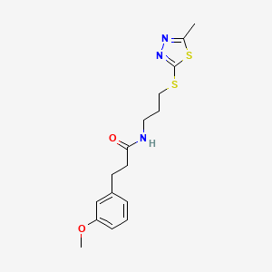 molecular formula C16H21N3O2S2 B5902388 3-(3-methoxyphenyl)-N-{3-[(5-methyl-1,3,4-thiadiazol-2-yl)thio]propyl}propanamide 
