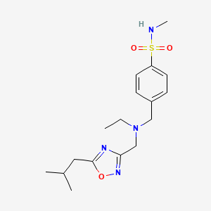 molecular formula C17H26N4O3S B5902526 4-({ethyl[(5-isobutyl-1,2,4-oxadiazol-3-yl)methyl]amino}methyl)-N-methylbenzenesulfonamide 