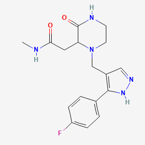 molecular formula C17H20FN5O2 B5902658 2-(1-{[3-(4-fluorophenyl)-1H-pyrazol-4-yl]methyl}-3-oxopiperazin-2-yl)-N-methylacetamide 