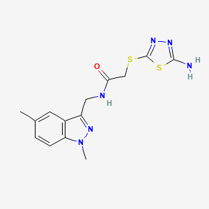 molecular formula C14H16N6OS2 B5902677 2-[(5-amino-1,3,4-thiadiazol-2-yl)thio]-N-[(1,5-dimethyl-1H-indazol-3-yl)methyl]acetamide 