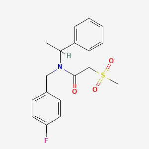 molecular formula C18H20FNO3S B5902719 N-(4-fluorobenzyl)-2-(methylsulfonyl)-N-(1-phenylethyl)acetamide 