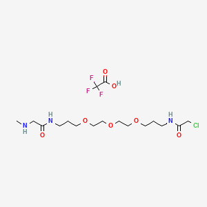 N-[3-[2-[2-[3-[(2-Chloroacetyl)amino]propoxy]ethoxy]ethoxy]propyl]-2-(methylamino)acetamide;2,2,2-trifluoroacetic acid