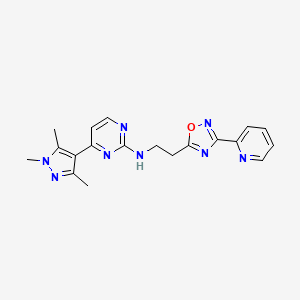 N-[2-(3-pyridin-2-yl-1,2,4-oxadiazol-5-yl)ethyl]-4-(1,3,5-trimethyl-1H-pyrazol-4-yl)pyrimidin-2-amine