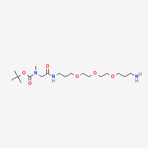 molecular formula C18H37N3O6 B590276 N'-(13-Amino-4,7,10-trioxatridecanyl)-N-methyl-N-tert-butoxycarbonyl-glycinamide CAS No. 1330266-36-8
