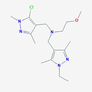 molecular formula C17H28ClN5O B5902781 N-[(5-chloro-1,3-dimethyl-1H-pyrazol-4-yl)methyl]-N-[(1-ethyl-3,5-dimethyl-1H-pyrazol-4-yl)methyl]-2-methoxyethanamine 