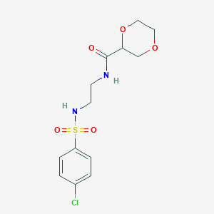 molecular formula C13H17ClN2O5S B5902791 N-(2-{[(4-chlorophenyl)sulfonyl]amino}ethyl)-1,4-dioxane-2-carboxamide 