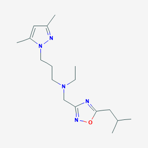 molecular formula C17H29N5O B5902820 3-(3,5-dimethyl-1H-pyrazol-1-yl)-N-ethyl-N-[(5-isobutyl-1,2,4-oxadiazol-3-yl)methyl]propan-1-amine 