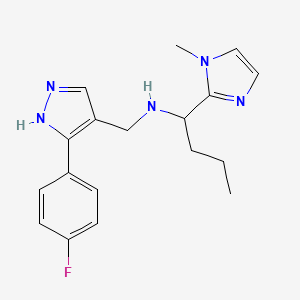 molecular formula C18H22FN5 B5902821 N-{[3-(4-fluorophenyl)-1H-pyrazol-4-yl]methyl}-1-(1-methyl-1H-imidazol-2-yl)butan-1-amine 