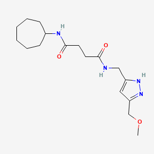 molecular formula C17H28N4O3 B5902841 N-cycloheptyl-N'-{[5-(methoxymethyl)-1H-pyrazol-3-yl]methyl}succinamide 