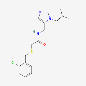 molecular formula C17H22ClN3OS B5902855 2-[(2-chlorobenzyl)thio]-N-[(1-isobutyl-1H-imidazol-5-yl)methyl]acetamide 