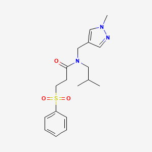 molecular formula C18H25N3O3S B5902895 N-isobutyl-N-[(1-methyl-1H-pyrazol-4-yl)methyl]-3-(phenylsulfonyl)propanamide 