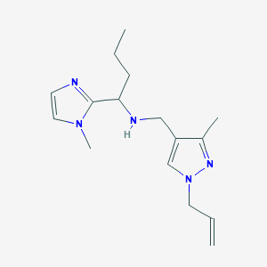 molecular formula C16H25N5 B5902917 N-[(1-allyl-3-methyl-1H-pyrazol-4-yl)methyl]-1-(1-methyl-1H-imidazol-2-yl)butan-1-amine 