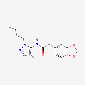 molecular formula C17H21N3O3 B5902925 2-(1,3-benzodioxol-5-yl)-N-(1-butyl-4-methyl-1H-pyrazol-5-yl)acetamide 