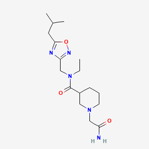 molecular formula C17H29N5O3 B5902951 1-(2-amino-2-oxoethyl)-N-ethyl-N-[(5-isobutyl-1,2,4-oxadiazol-3-yl)methyl]piperidine-3-carboxamide 