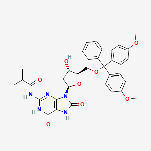 molecular formula C35H37N5O8 B590303 N-[9-[(2R,4S,5R)-5-[[Bis(4-methoxyphenyl)-phenylmethoxy]methyl]-4-hydroxyoxolan-2-yl]-6,8-dioxo-1,7-dihydropurin-2-yl]-2-methylpropanamide CAS No. 136859-77-3