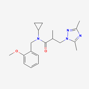 molecular formula C19H26N4O2 B5903088 N-cyclopropyl-3-(3,5-dimethyl-1H-1,2,4-triazol-1-yl)-N-(2-methoxybenzyl)-2-methylpropanamide 