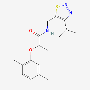 molecular formula C17H23N3O2S B5903091 2-(2,5-dimethylphenoxy)-N-[(4-isopropyl-1,2,3-thiadiazol-5-yl)methyl]propanamide 