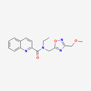 molecular formula C17H18N4O3 B5903149 N-ethyl-N-{[3-(methoxymethyl)-1,2,4-oxadiazol-5-yl]methyl}quinoline-2-carboxamide 