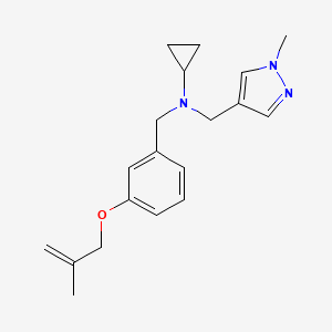 molecular formula C19H25N3O B5903157 N-{3-[(2-methylprop-2-en-1-yl)oxy]benzyl}-N-[(1-methyl-1H-pyrazol-4-yl)methyl]cyclopropanamine 