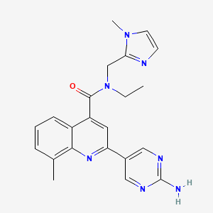 2-(2-aminopyrimidin-5-yl)-N-ethyl-8-methyl-N-[(1-methyl-1H-imidazol-2-yl)methyl]quinoline-4-carboxamide