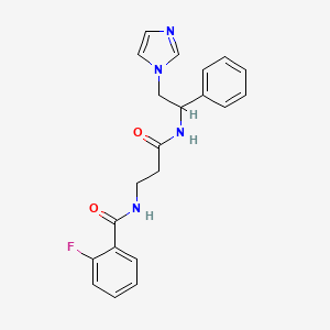 molecular formula C21H21FN4O2 B5903167 2-fluoro-N-(3-{[2-(1H-imidazol-1-yl)-1-phenylethyl]amino}-3-oxopropyl)benzamide 