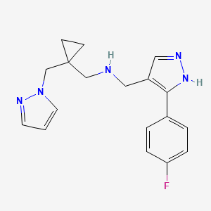 molecular formula C18H20FN5 B5903175 1-[3-(4-fluorophenyl)-1H-pyrazol-4-yl]-N-{[1-(1H-pyrazol-1-ylmethyl)cyclopropyl]methyl}methanamine 