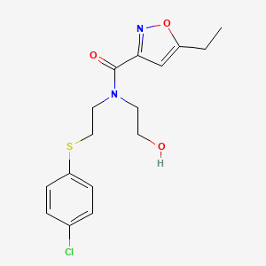 molecular formula C16H19ClN2O3S B5903203 N-{2-[(4-chlorophenyl)thio]ethyl}-5-ethyl-N-(2-hydroxyethyl)isoxazole-3-carboxamide 