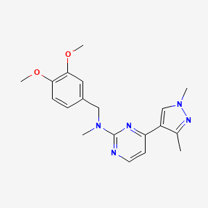 molecular formula C19H23N5O2 B5903320 N-(3,4-dimethoxybenzyl)-4-(1,3-dimethyl-1H-pyrazol-4-yl)-N-methylpyrimidin-2-amine 
