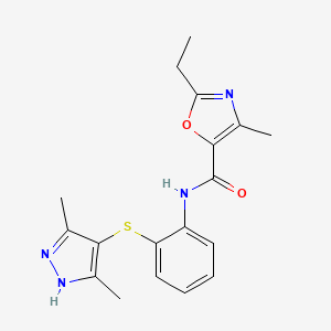 molecular formula C18H20N4O2S B5903349 N-{2-[(3,5-dimethyl-1H-pyrazol-4-yl)thio]phenyl}-2-ethyl-4-methyl-1,3-oxazole-5-carboxamide 