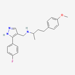 molecular formula C21H24FN3O B5903393 N-{[3-(4-fluorophenyl)-1H-pyrazol-4-yl]methyl}-4-(4-methoxyphenyl)butan-2-amine 