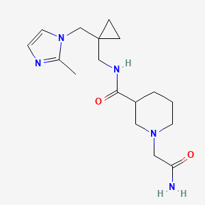 molecular formula C17H27N5O2 B5903406 1-(2-amino-2-oxoethyl)-N-({1-[(2-methyl-1H-imidazol-1-yl)methyl]cyclopropyl}methyl)piperidine-3-carboxamide 