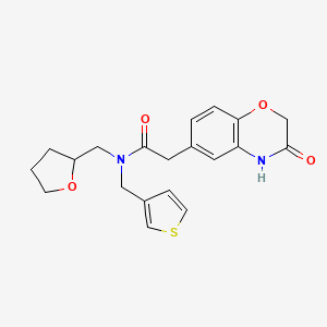 molecular formula C20H22N2O4S B5903503 2-(3-oxo-3,4-dihydro-2H-1,4-benzoxazin-6-yl)-N-(tetrahydrofuran-2-ylmethyl)-N-(3-thienylmethyl)acetamide 
