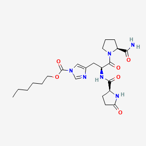 molecular formula C23H34N6O6 B590351 hexyl 4-[(2S)-3-[(2S)-2-carbamoylpyrrolidin-1-yl]-3-oxo-2-[[(2S)-5-oxopyrrolidine-2-carbonyl]amino]propyl]imidazole-1-carboxylate CAS No. 130817-96-8