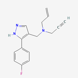 molecular formula C16H16FN3 B5903530 N-{[3-(4-fluorophenyl)-1H-pyrazol-4-yl]methyl}-N-prop-2-yn-1-ylprop-2-en-1-amine 