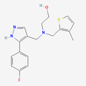 molecular formula C18H20FN3OS B5903647 2-{{[3-(4-fluorophenyl)-1H-pyrazol-4-yl]methyl}[(3-methyl-2-thienyl)methyl]amino}ethanol 