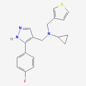 molecular formula C18H18FN3S B5903760 N-{[3-(4-fluorophenyl)-1H-pyrazol-4-yl]methyl}-N-(3-thienylmethyl)cyclopropanamine 