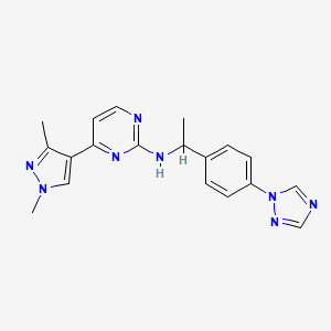 molecular formula C19H20N8 B5903773 4-(1,3-dimethyl-1H-pyrazol-4-yl)-N-{1-[4-(1H-1,2,4-triazol-1-yl)phenyl]ethyl}pyrimidin-2-amine 