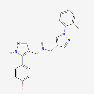molecular formula C21H20FN5 B5903790 1-[3-(4-fluorophenyl)-1H-pyrazol-4-yl]-N-{[1-(2-methylphenyl)-1H-pyrazol-4-yl]methyl}methanamine 