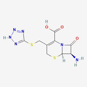 molecular formula C9H10N6O3S2 B590382 (6R-trans)-7-Amino-8-oxo-3-[(1H-tetrazol-5-ylthio)methyl]-5-thia-1-azabicyclo[4.2.0]oct-2-ene-2-carboxylic Acid CAS No. 58016-87-8