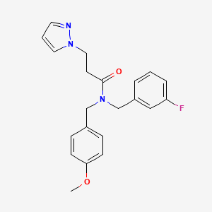 molecular formula C21H22FN3O2 B5903933 N-(3-fluorobenzyl)-N-(4-methoxybenzyl)-3-(1H-pyrazol-1-yl)propanamide 