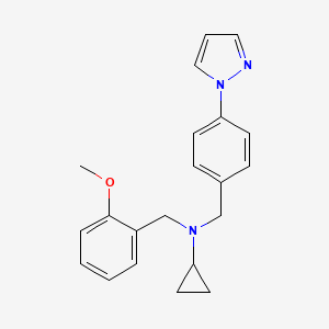 molecular formula C21H23N3O B5903947 N-(2-methoxybenzyl)-N-[4-(1H-pyrazol-1-yl)benzyl]cyclopropanamine 